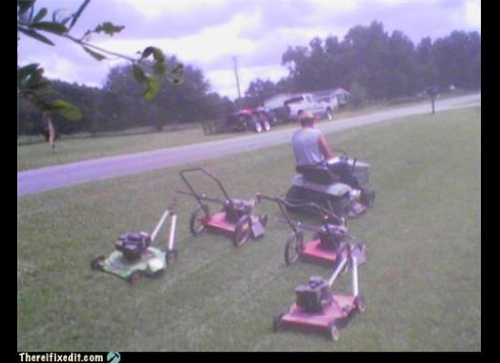 For those who can't afford the five-lane mower.