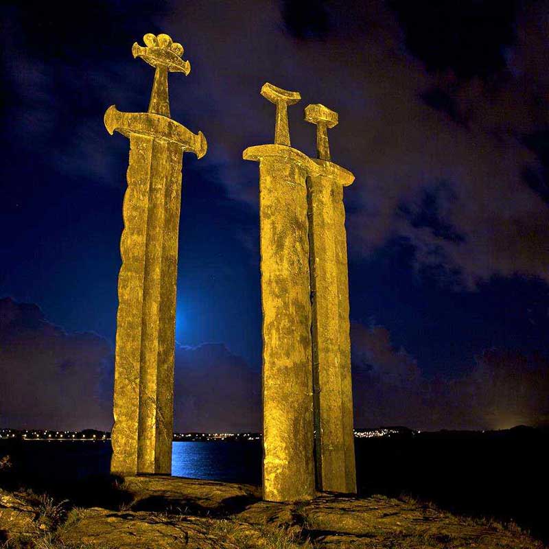 A giant sword memorial on the coast of Norway