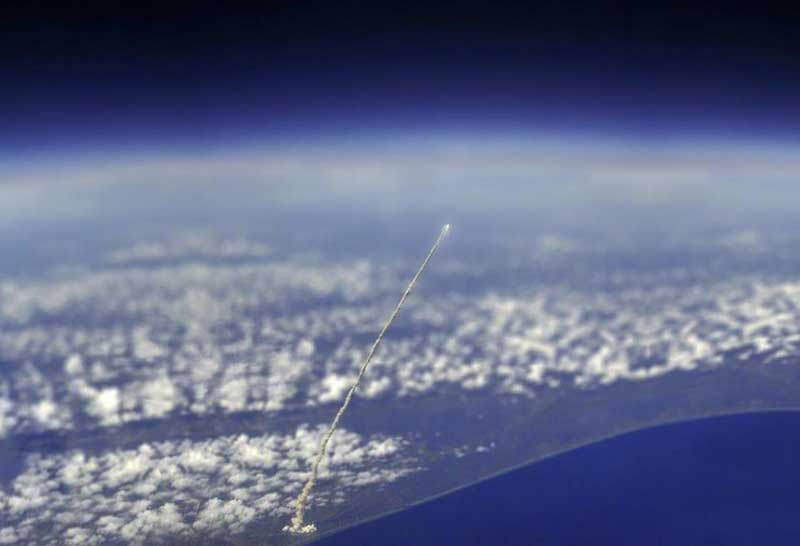 The space shuttle Atlantis as seen from the International Space Station
