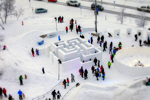 Building a maze playground entirely from snow and ice