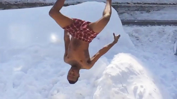 Jumping out of windows into the snow