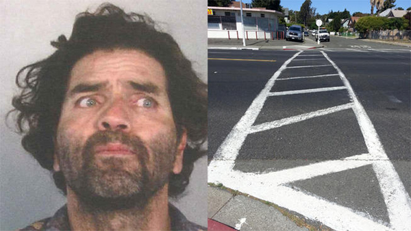 Guerilla Crosswalk Painter Arrested...Anthony Cardenas of Vallejo, California was arrested for vandalism, but his crime wasn't tagging a building, it was putting in a crosswalk. Mr. Vallejo claimed to be trying to make his neighborhood's intersection safer after watching several accidents, and the city ignored his requests. He was bailed from jail by an anonymous donor and given a hero's welcome from the community, who also shared his safety concerns. Caltrans placed a cadet near the crosswalk until it was removed, warning pedestrians not to use it.