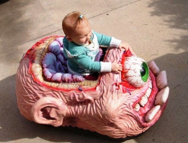 If I were seated in this thing as a child, I would probably be traumatized for the rest of my life.