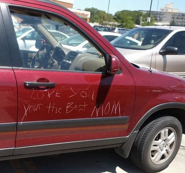 kid scratching car - your the Best Mom