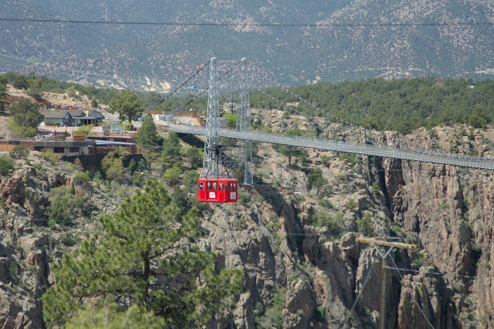 This bridge crosses the 1000 foot deep Royal Gorge, making it the highest bridge in the United States. Few are brave enough to go across the gorge in a bridge, let alone a cable car