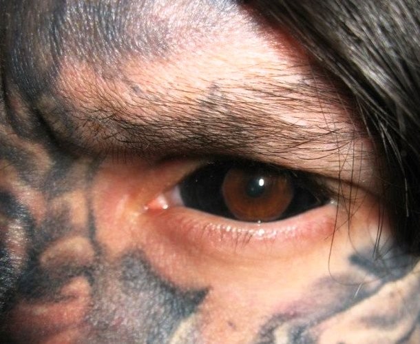 Eye ball tattooing...But the cornea is not the only part of an eye that can get tattooed. The white of the eye can also be modified. Some people have ornaments tattooed right on their eye balls while others choose to change the color entirely.