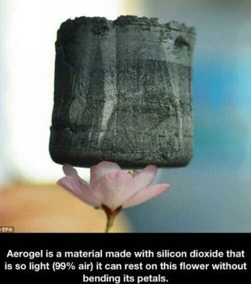 graphite aerogel - Epa Aerogel is a material made with silicon dioxide that is so light 99% air it can rest on this flower without bending its petals.