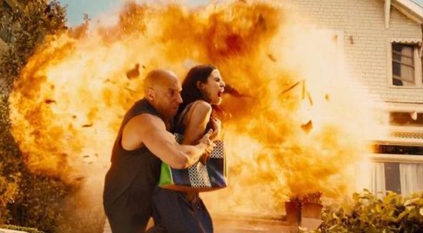 Toretto house goes poof...During his call to Dom, Deckard also sets off the bomb blowing up the Toretto house. Thankfully he didn’t put explosives in the garage which has the mac-daddy of Furious metal…