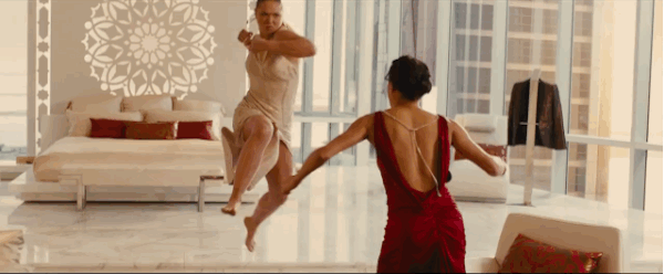 Letty's fight scene...Letty has loads of kick in her and wasn’t afraid to take it out on Kara (played by real-life UFC Women’s Bantamweight Champion Ronda Rousey).