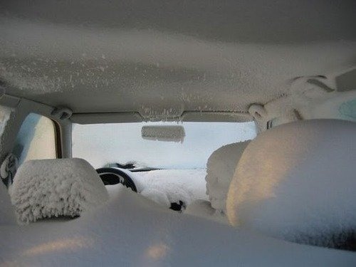 snow inside car