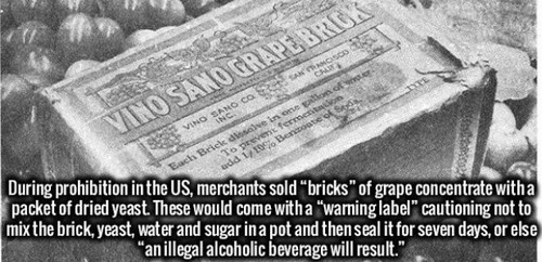 prohibition wine bricks - 10 Grade Orur Vino Samo Cosancisco ch Brick e ln tono To prevent fermen uda 17 Best of During prohibition in the Us, merchants sold "bricks" of grape concentrate with a packet of dried yeast. These would come with a "waring label