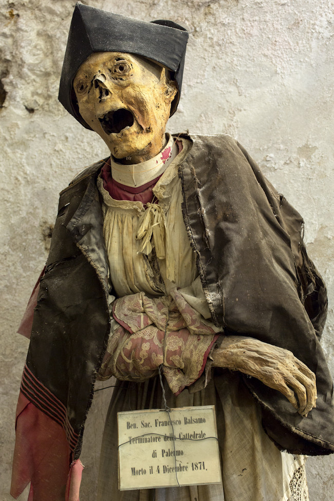 The bones of rulers (like Konrad II, seen here in Mondsee, Austria) are also housed in reliquaries.Other mummies, like this one in the Palermo Catacombs in Sicily, are dressed as they would have been in life. Many of the mummies in Sicily are of everyday people and clergy members instead of saints and rulers, so we get to see a more authentic glimpse of the past.