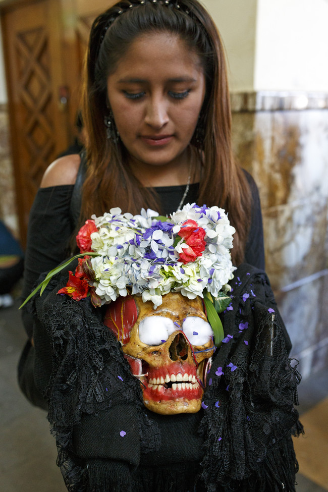 In La Paz, Bolivia, people celebrate the dead with the Fiesta de las Natitas (Festival of Skulls), where the skulls of relatives are venerated.