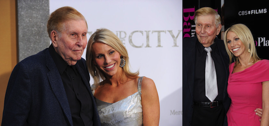 Sumner Redstone & Malia Andelin. Media magnate Sumner Redstone, looking as though he doesn't know what's happening to his wallet, is pictured with ex-stewardess and holy-shit hottie Malia Andelin. The NY Daily News reported they began seeing each other in 2009. Let's hope this flame doesn't die like Sumner did in 1990. (He's still walking around.)