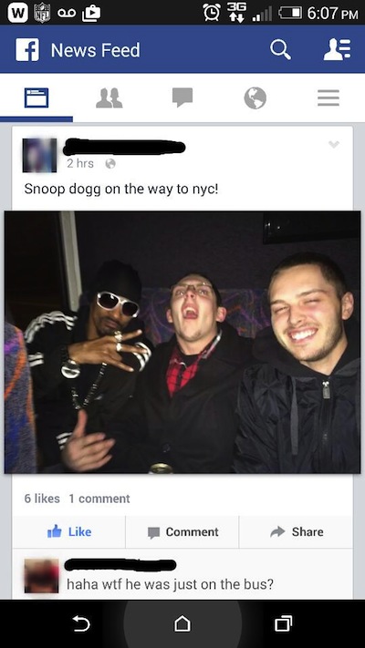 one direction 2009 funny - @ 39 f News Feed Q 0 E 2 hrs Snoop dogg on the way to nyc! 6 1 comment It Comment haha wtf he was just on the bus?