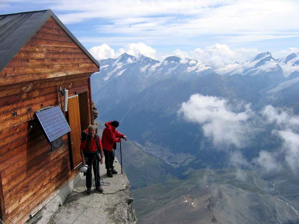 Solvay Hut perched on the edge of th Matterhorn