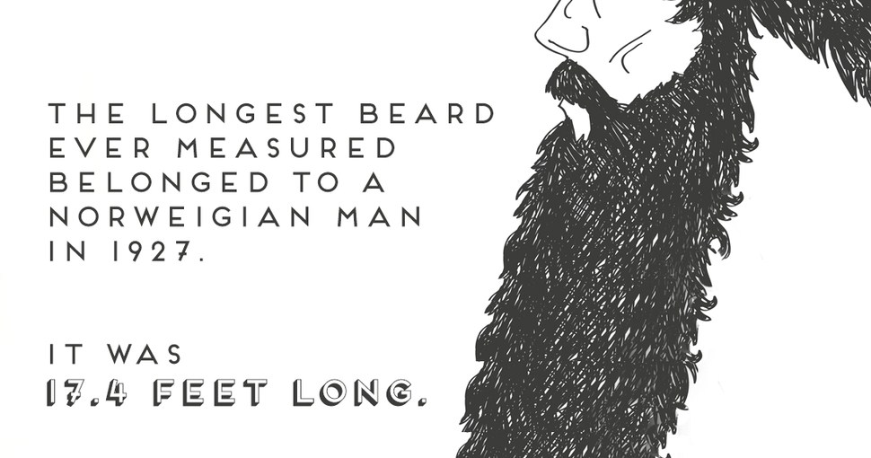 The Longest Beard Ever Measured Belonged To A Norwegian Man In 1927 It Was 17.4 Feet Long.
