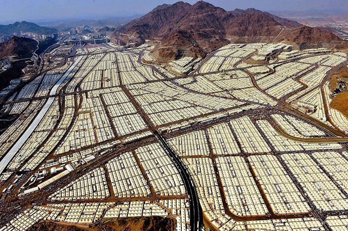 Over 2 million pilgrims occupy this make-shift tent city outside of Mecca during Hajj.