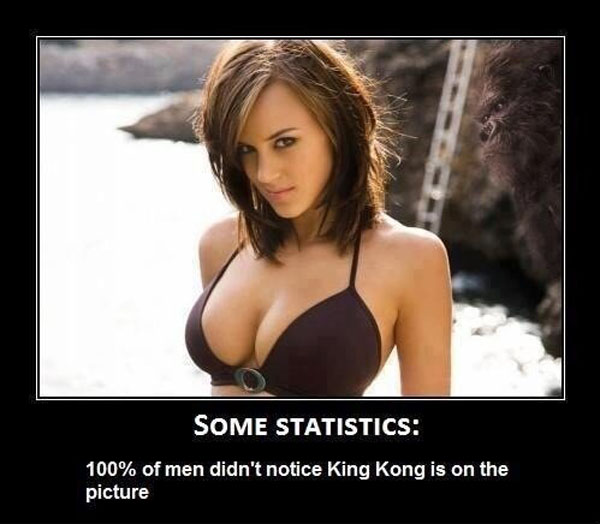 did you notice king kong - Some Statistics 100% of men didn't notice King Kong is on the picture