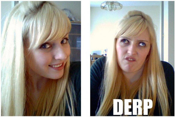women making funny faces - Derp