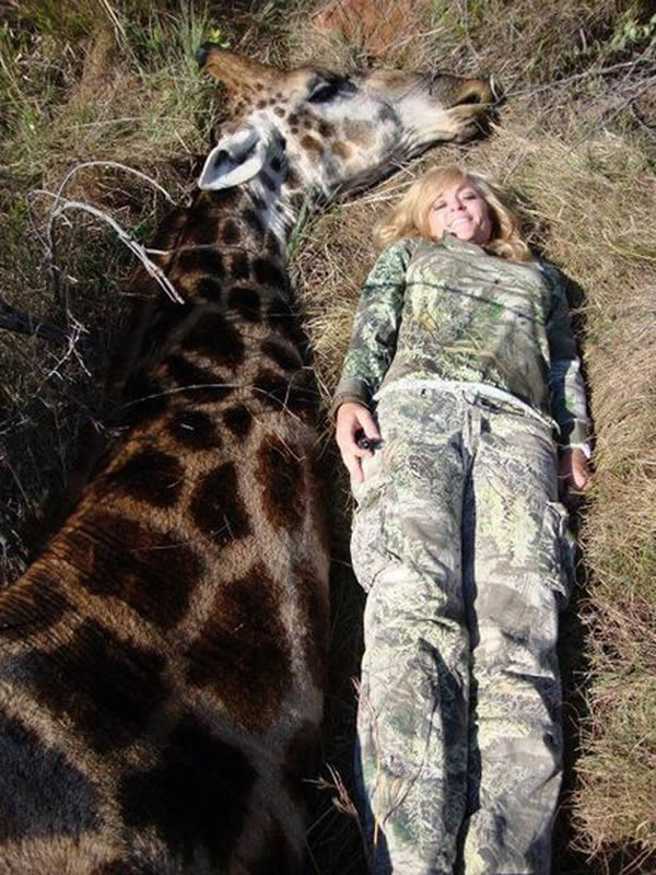 The "hunting queen" who received death threats after posing next to a dying giraffe and posting the picture online.Ricky Gervais. The Office star wrote, "What must've happened to you in your life to make you want to kill a beautiful animal & then lie next to it smiling?"Supporters backed the outrage with a series of brutal tweets aimed at the mother of eight. Francis, from Utah, also has a television series, Eye of the Hunter, and says, "We hunt elk and deer every year without fail, even through pregnancy, and nursing babies."