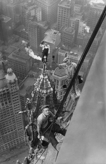 top view new york building workers