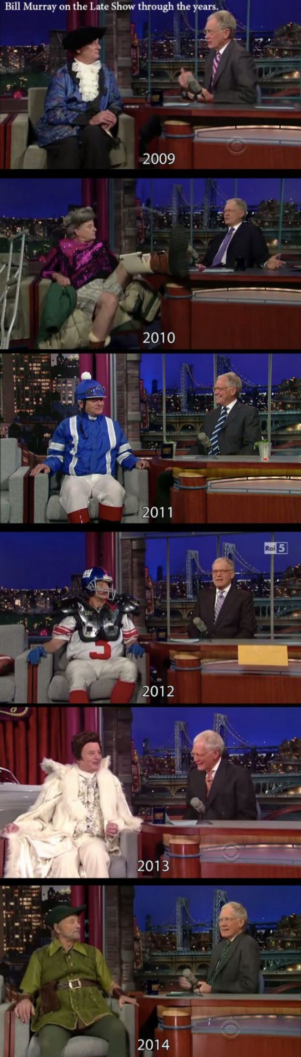 ghostbusters 3 - Bill Murray on the Late Show through the years. 2009 2010 2011 Rai 5 2012 2013 2014