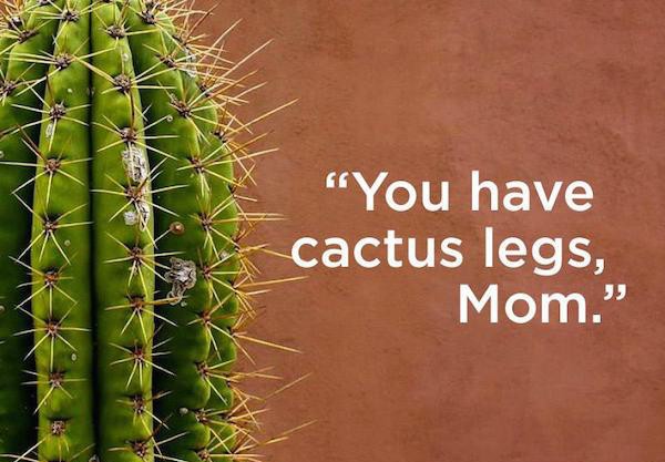 Cactus - "You have cactus legs, Mom.