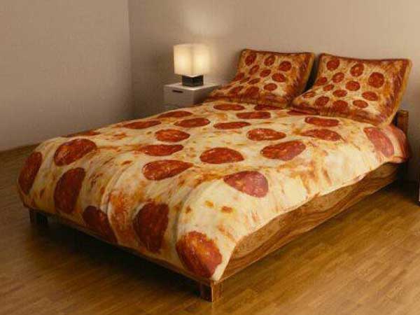 pepperoni pizza bed