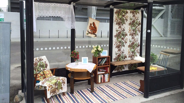 Someone in Norway have furnished a bus stop, nobody knows who