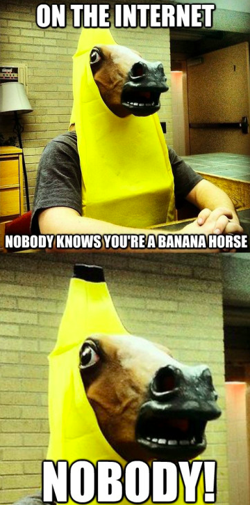 banana horse meme - On The Internet Nobody Knows You'Re A Banana Horse Nobody!