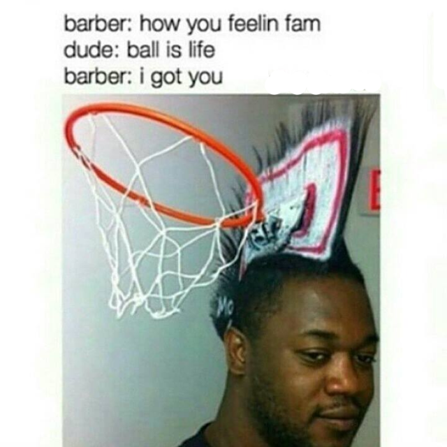 ridiculous hairstyles - barber how you feelin fam dude ball is life barber i got you