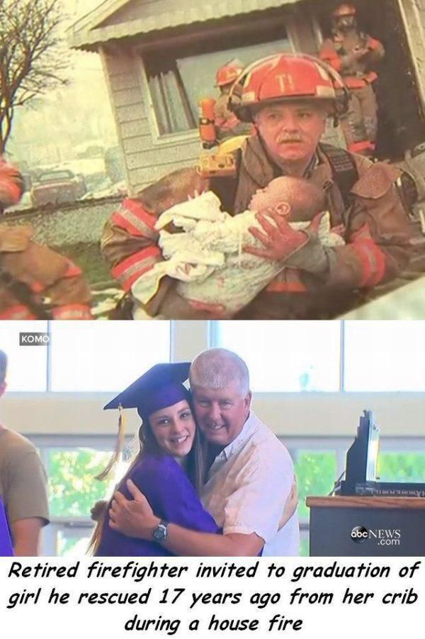 kindness restore faith in humanity - Komo abc News .com Retired firefighter invited to graduation of girl he rescued 17 years ago from her crib during a house fire