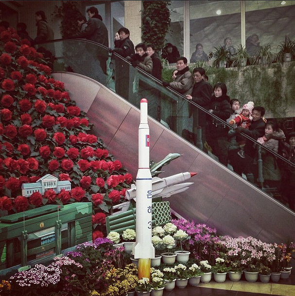 Model of Unha-3 rocket in Pyongyang