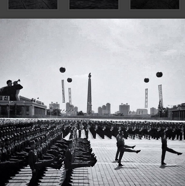 Troops march on Kim Il Sung Square.