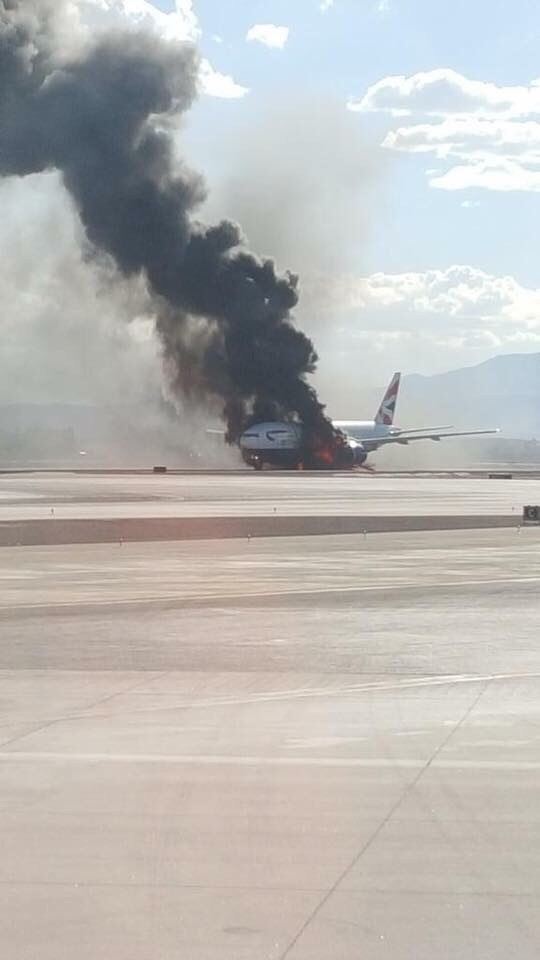 plane catches fire