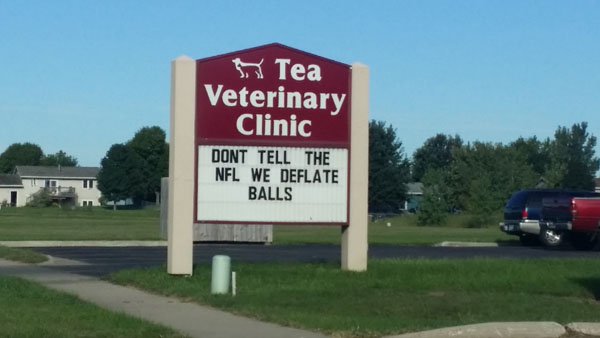 street sign - 5 Tea Veterinary Clinic Dont Tell The Nfl We Deflate Balls