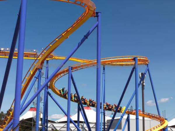 Behemoth, Canada’s Wonderland, Canada
Reaching a top speed of 77 MPH in under 4 seconds and throwing passengers down a 230-foot drop.