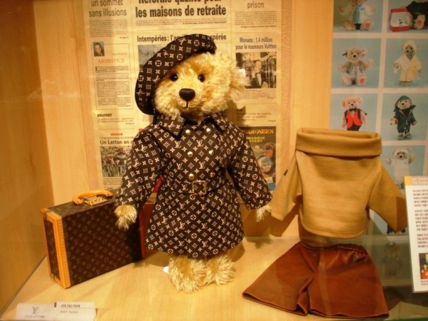 Steiff Louis Vuitton Teddy Bear, price: $2.1 million...Created by Steiff, a teddy bear designer, and Louis Vuitton, a luxury French fashion house, the Steiff Louis Vuitton Teddy Bear boasts the title of the most expensive teddy bear in the world. Sold at an auction in Monaco in 2000, the toy was bought by Jessie Kim from Korea for a hefty price of $2,100,000.