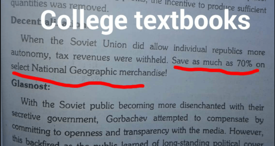 quantities was removed. w, ule incentive to produce sufficient Decent College textbooks When the Soviet Union did allow individual republics more autonomy, tax revenues were withheld. Save as much as 70% on select National Geographic merchandise! Glasnost