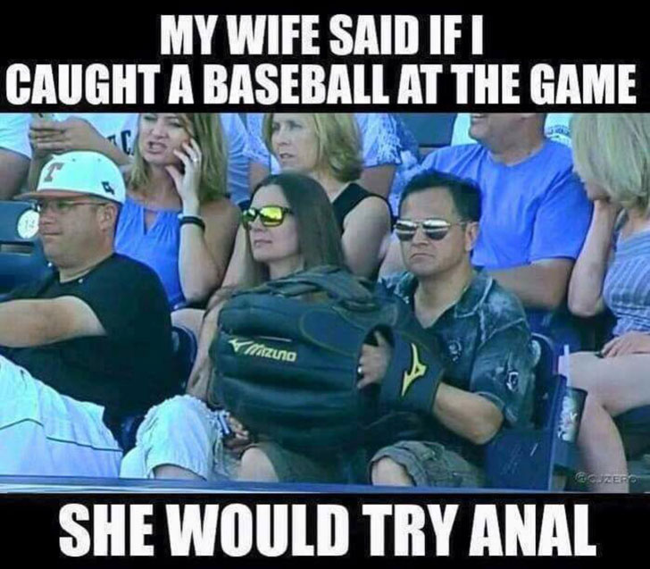 big baseball glove meme - My Wife Said If I Caught A Baseball At The Game hazina C Zero She Would Try Anal