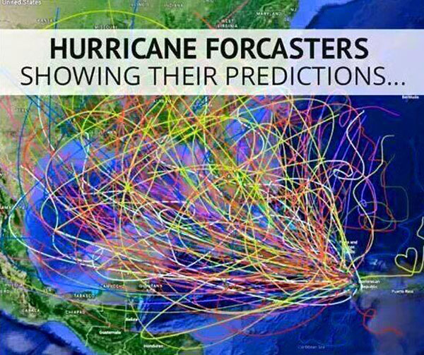 funny hurricane spaghetti model - Unned States Hurricane Forcasters Showing Their Predictions...