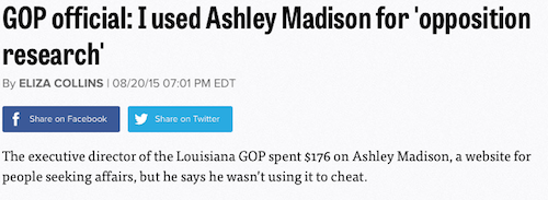 diagram - Gop official I used Ashley Madison for 'opposition research By Eliza Collins 1 082015 Edt f on Facebook y on Twitter The executive director of the Louisiana Gop spent $176 on Ashley Madison, a website for people seeking affairs, but he says he w