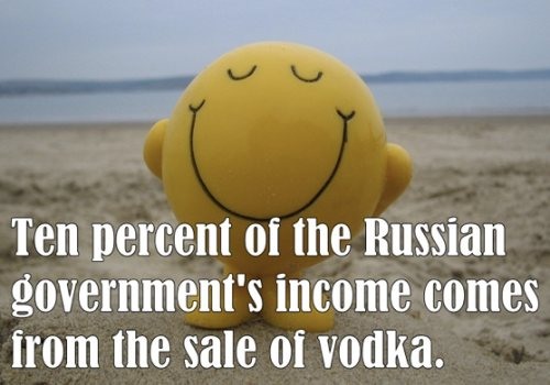 happy - Ten percent of the Russian government's income comes from the sale of vodka.