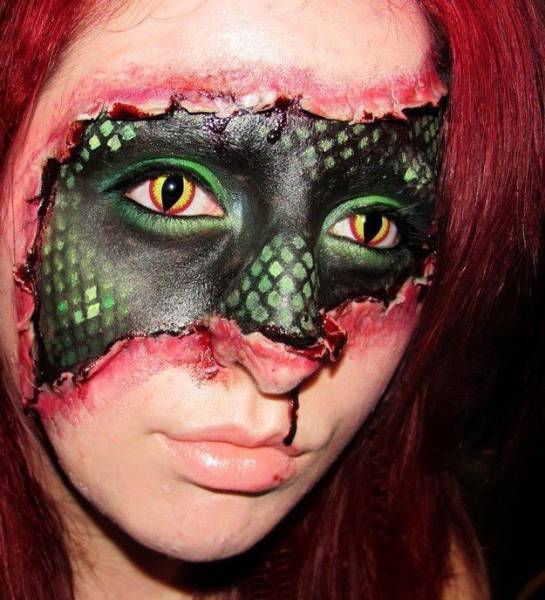 24 Realistic Halloween Scary Makeup Pics and Gifs...