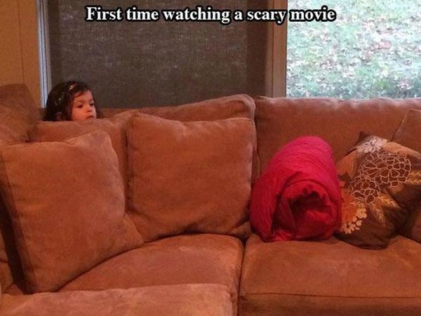 couch - First time watching a scary movie