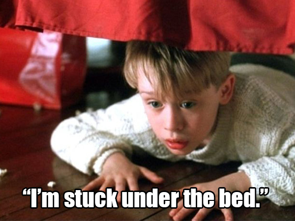 kevin home alone under bed - "I'm stuck under the bed."