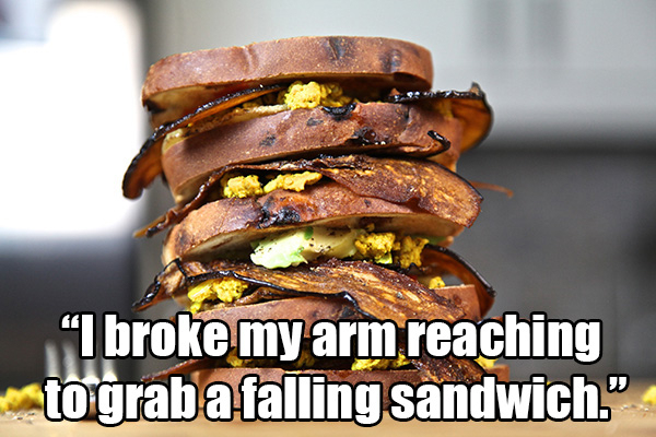 best sandwich ever - "I broke my arm reaching to grab a falling sandwich."