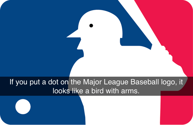mlb logo - If you put a dot on the Major League Baseball logo, it looks a bird with arms.