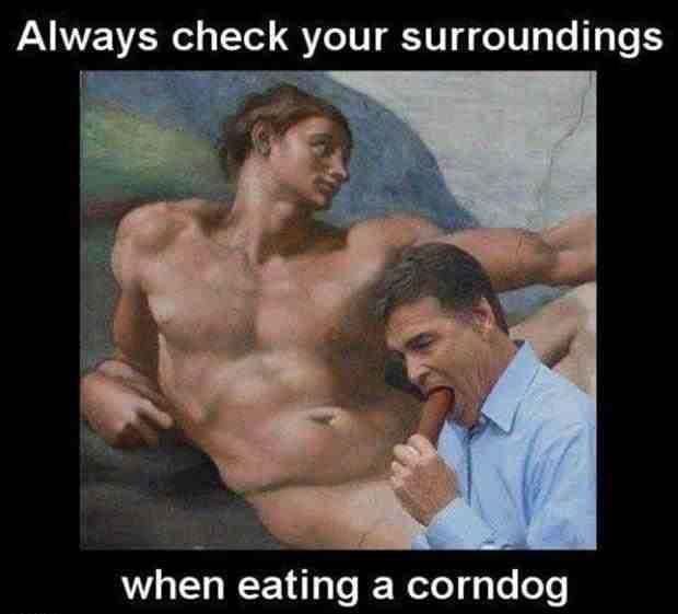 always check your surroundings when eating a corndog - Always check your surroundings when eating a corndog